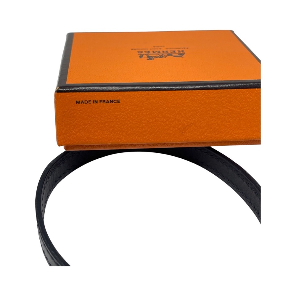 Hermes black leather gold metal slide lock bracelet - Picture 4 of 10